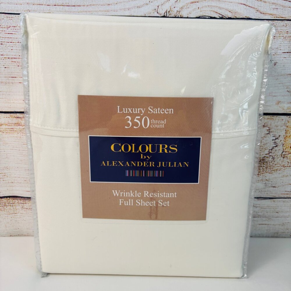 Colours by Alexander Julian Full Sheet Set Magnolia Solid Off White 350 TC